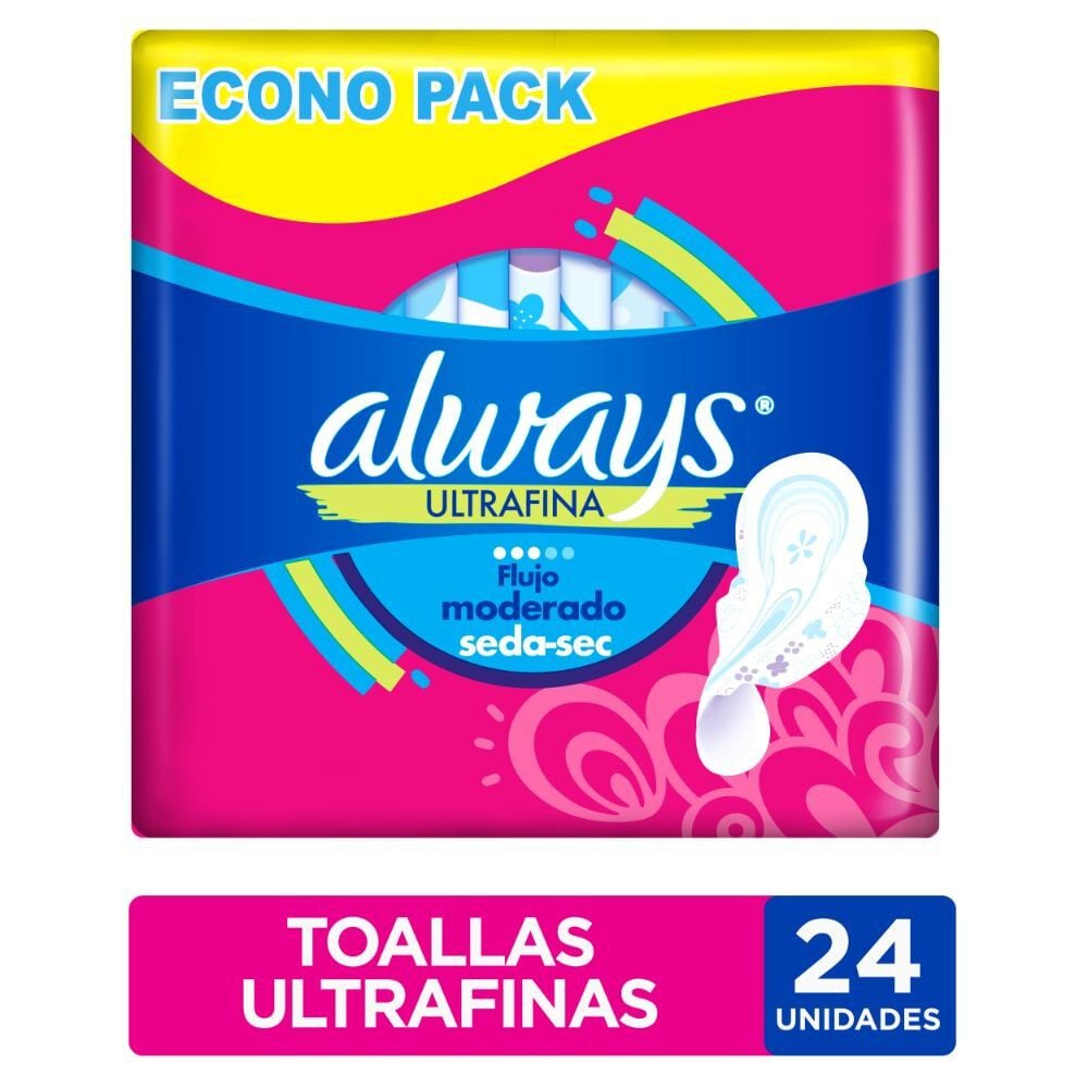 Toalla Higiénica Día Ultradelgada Tela Malla 24 Unidades
