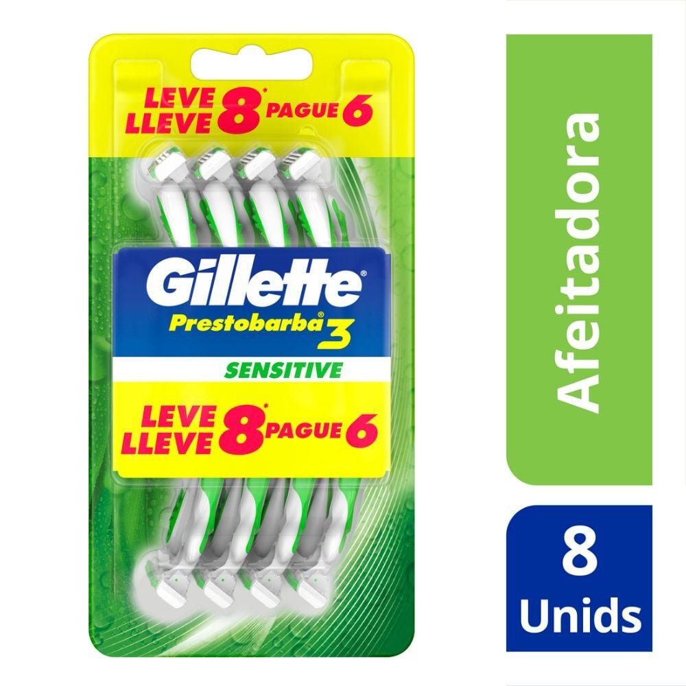 Prestobarba3 Sensitive Máquinas Para Afeitar Desechables 8 Unidades