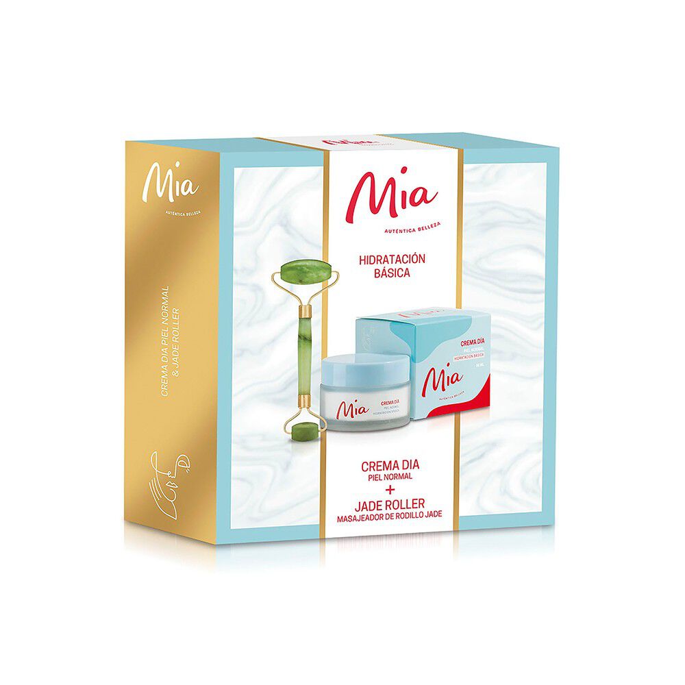 Hidratación Básica Crema Dia Piel Normal 50 mL + Masajeador de Rodillo Jade
