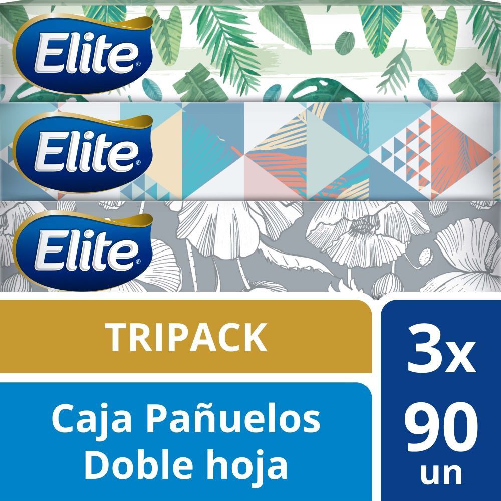 Tripack Pañuelos Desechables Doble Hoja 90 Unidades