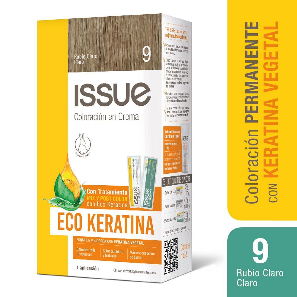 Eco Keratina Kit De Coloración En Crema Tono 9 Rubio Claro Claro