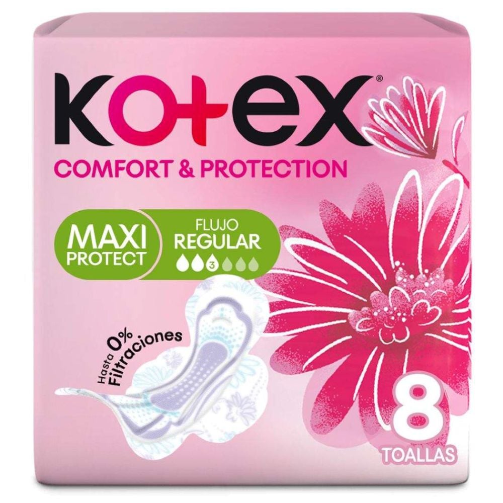 Kotex Toalla Dia Maxi Prot. Comfort Y Protec. 8 Unidades