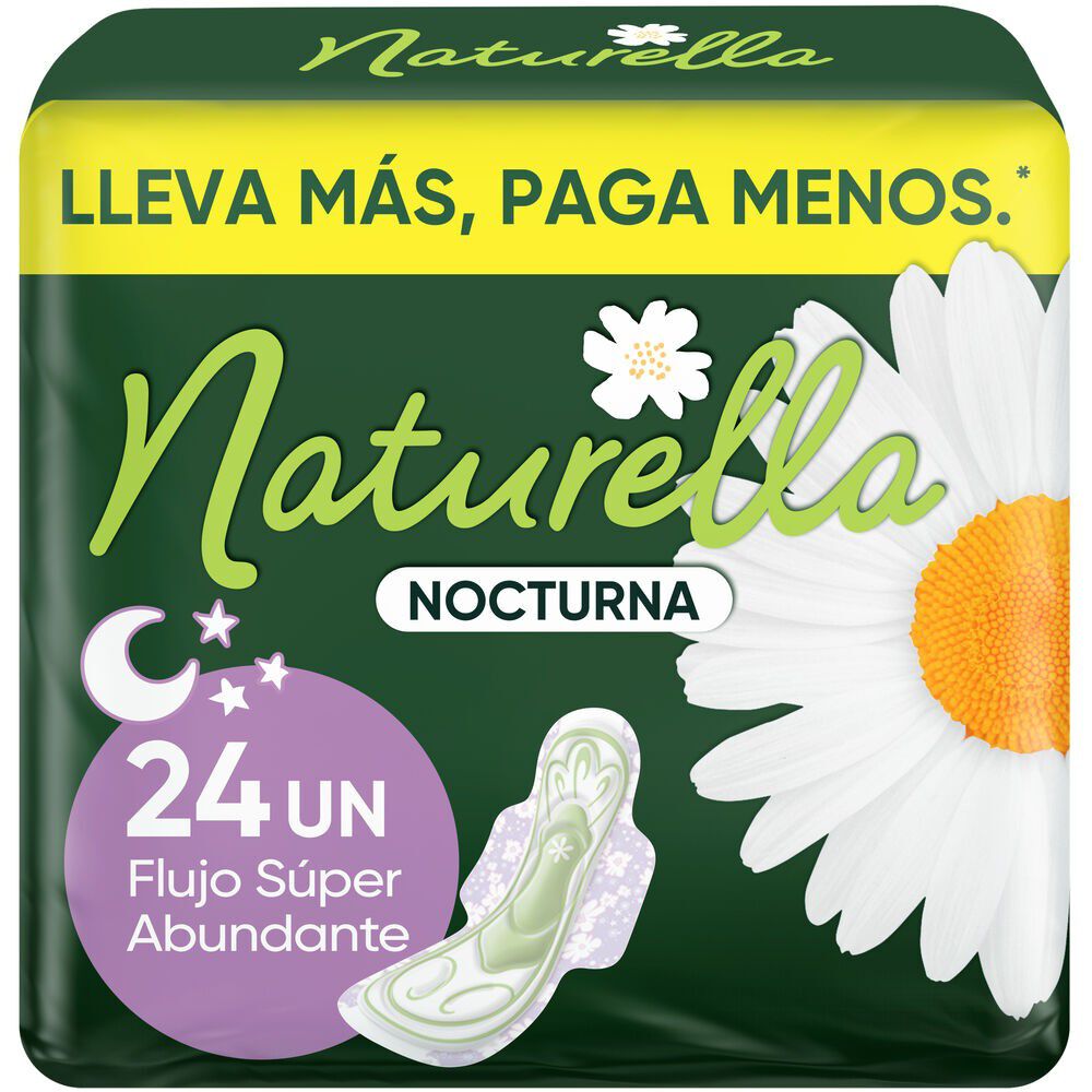 Toalla Higiénica Nocturna Normal Tela Suave extra Larga 24 Unidades