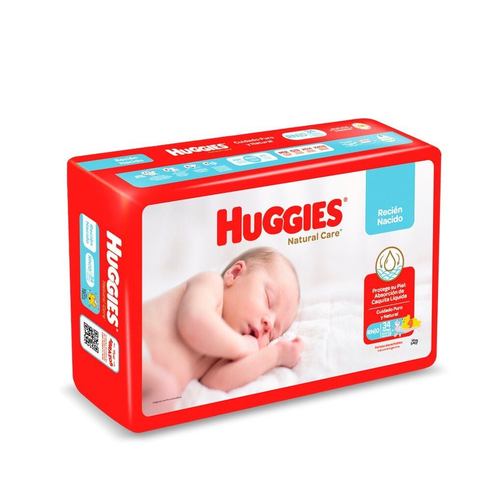 Pañales Huggies Natural Care RN 34 Unidades