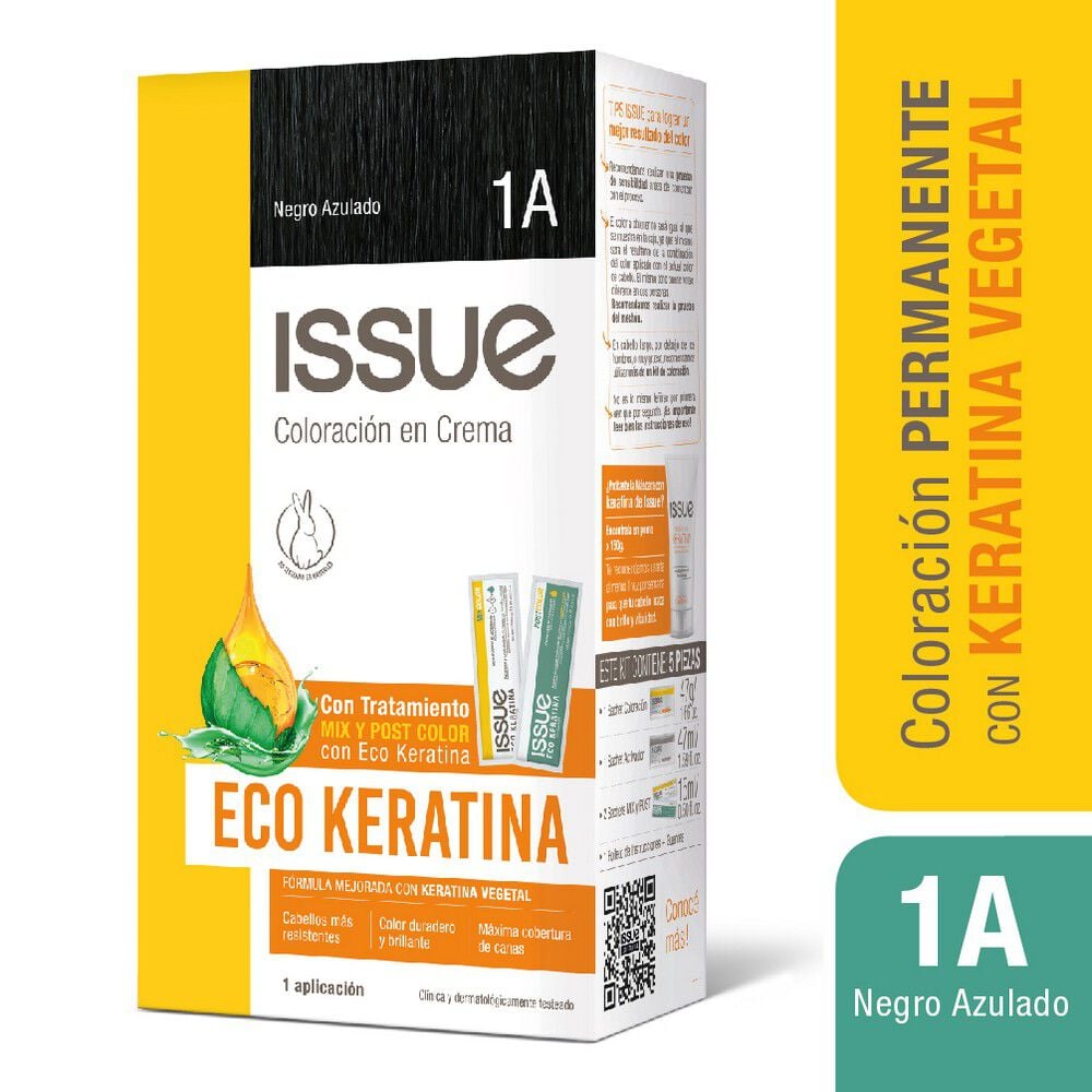 Eco Keratina Kit De Coloración En Crema Tono 1A Negro Azulado