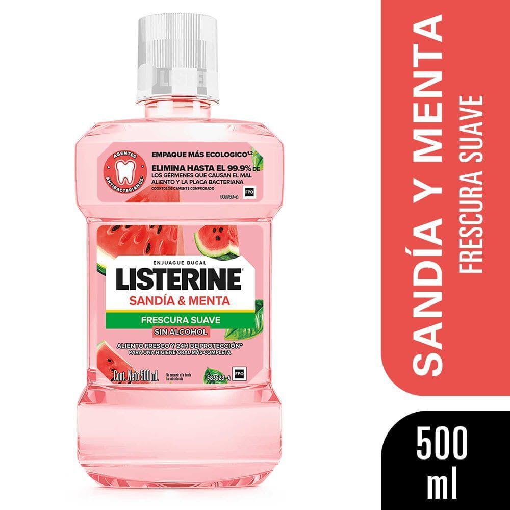 Enjuague Bucal  Sandia Frescura Suave Sin Alcohol 500mL