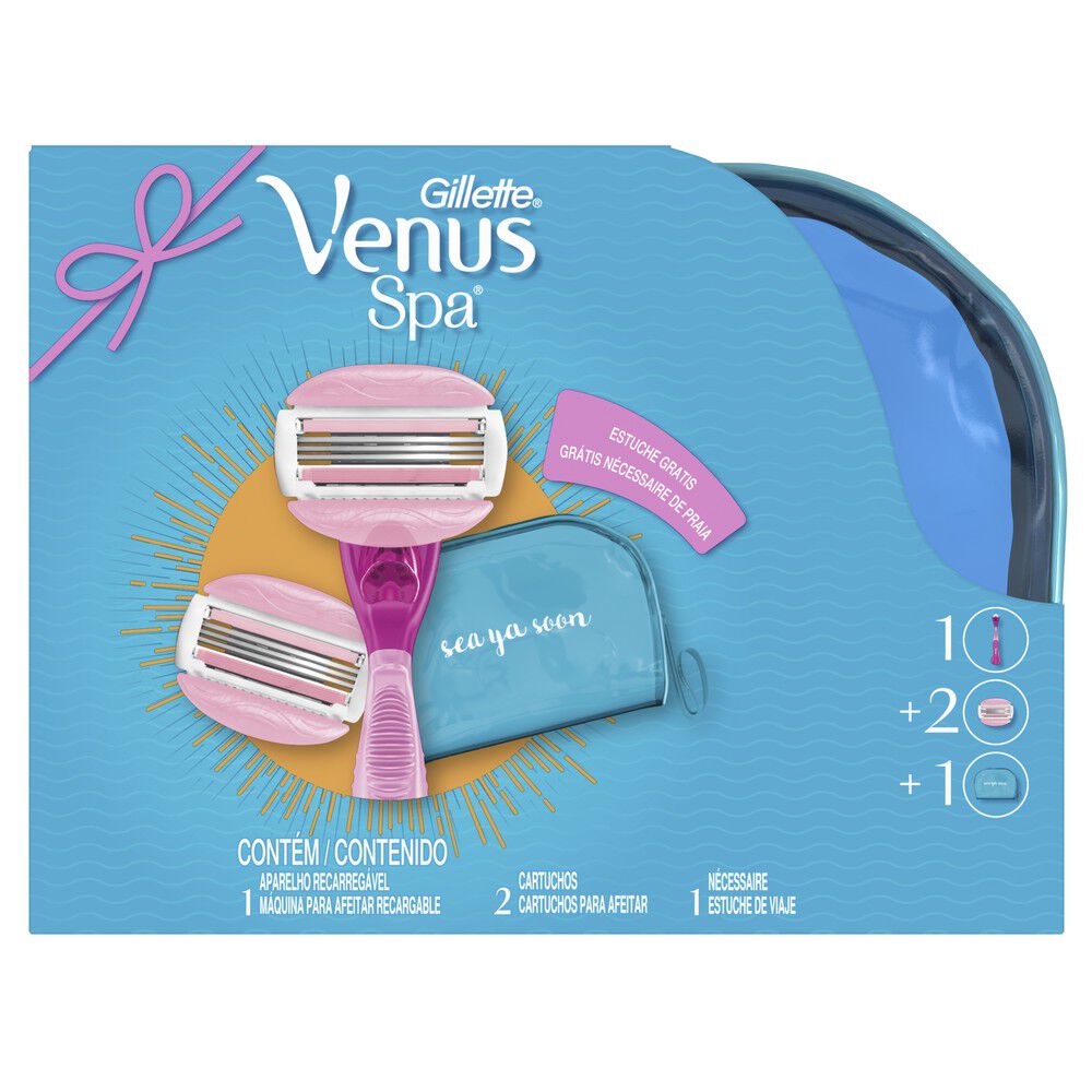 Estuche-Maquina-Depilatoria-Recargable-Venus-Spa-+-Cartuchos-X2-+-Necessaire-imagen