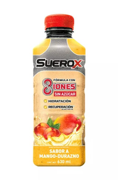 Suerox Bebida Hidratante Formula 8 Iones Sin Azúcar Sabor Mango-Durazno 630 mL
