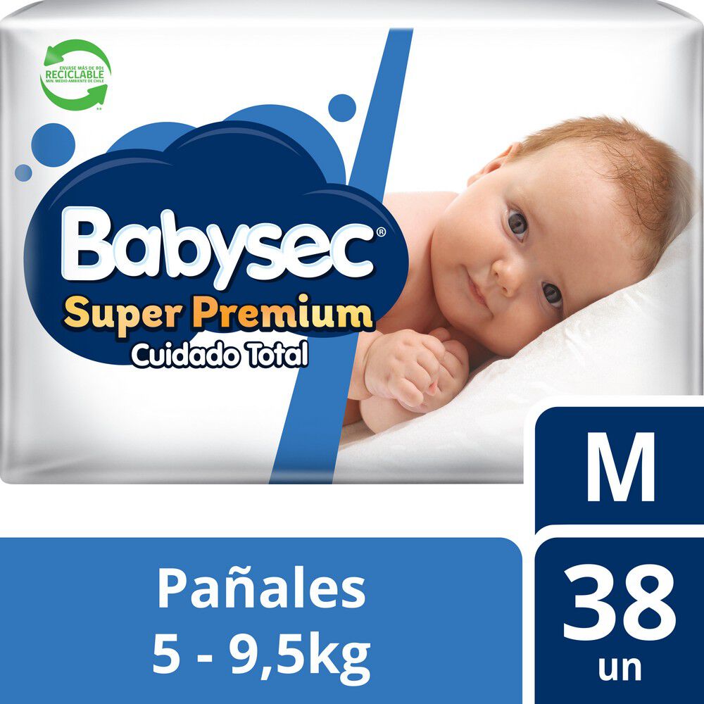 Super Premium Pañales Desechables Talla M 38 Unidades