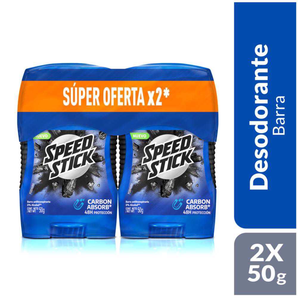 Desodorante en Barra Speed Stick Carbon Absorb 2x50g