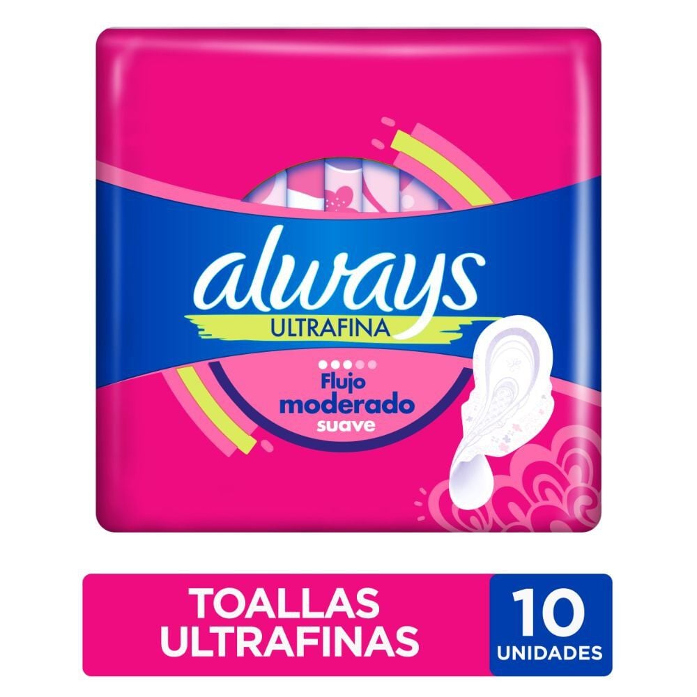 Toalla Higiénica Día Ultradelgada Tela Suave 10 Unidades