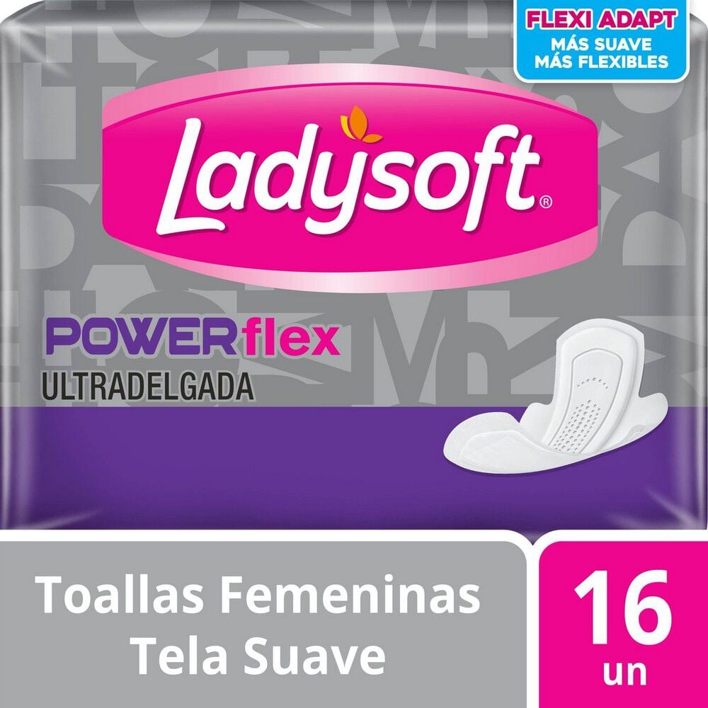 Toalla Higiénica día Ultradelgada Power Flex Tela suave 16 unidades
