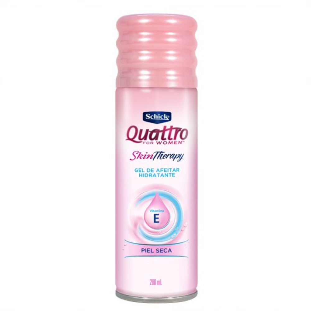Schick-Quattro-For-Women-Gel-de-Afeitar-Hidratante-Skin-Therapy-con-Vitamina-E-Piel-Seca-200-mL-imagen