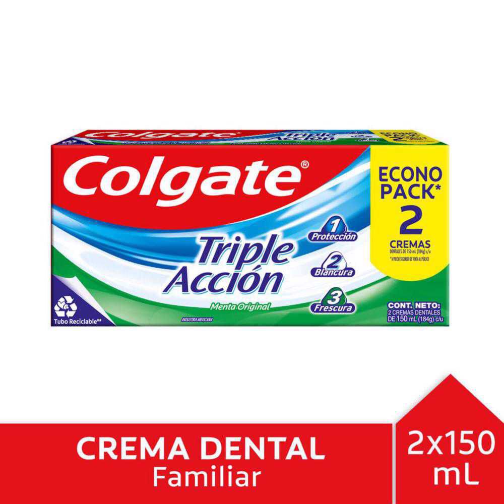 Pasta dental triple acción 150ml 2 Un