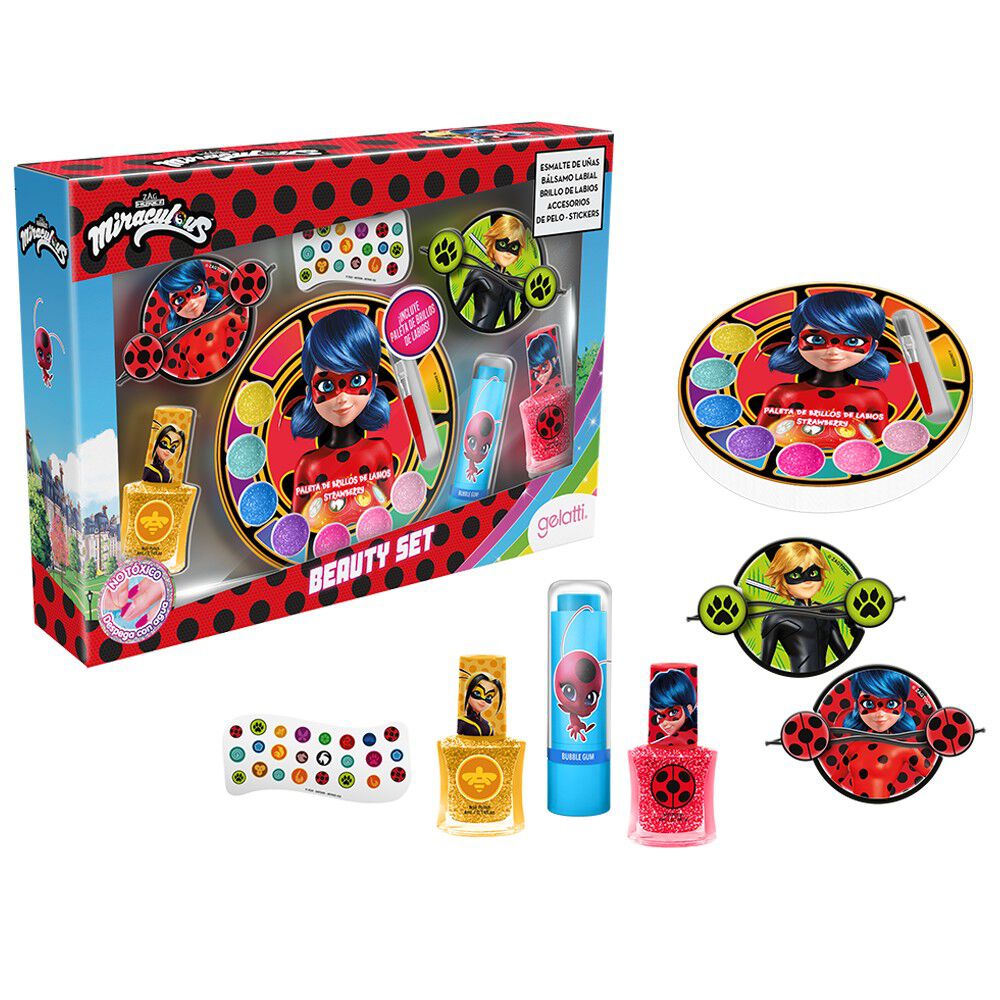 Set-de-Maquillaje-Ladybug-2-Esmaltes-+-1-Balsamo-Labial-+-Paleta-Gloss-Labios-+-Accesorios-de-Pelo-imagen-2