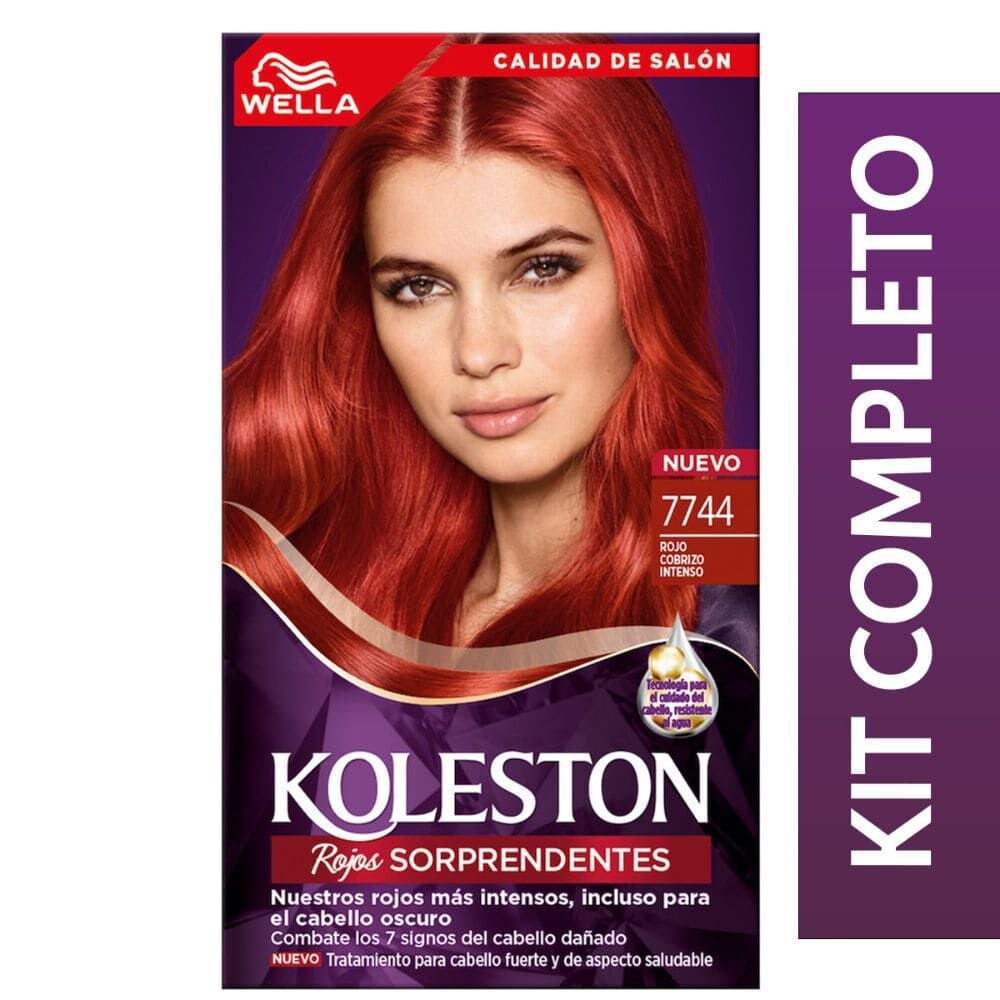 Tintura Permanente Kit 7744 Rojo Cobrizo Intenso