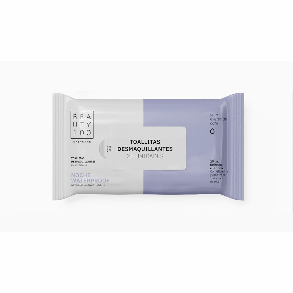 Toallitas Desmaquillantes A Prueba De Agua Noche Todo Tipo Piel X25