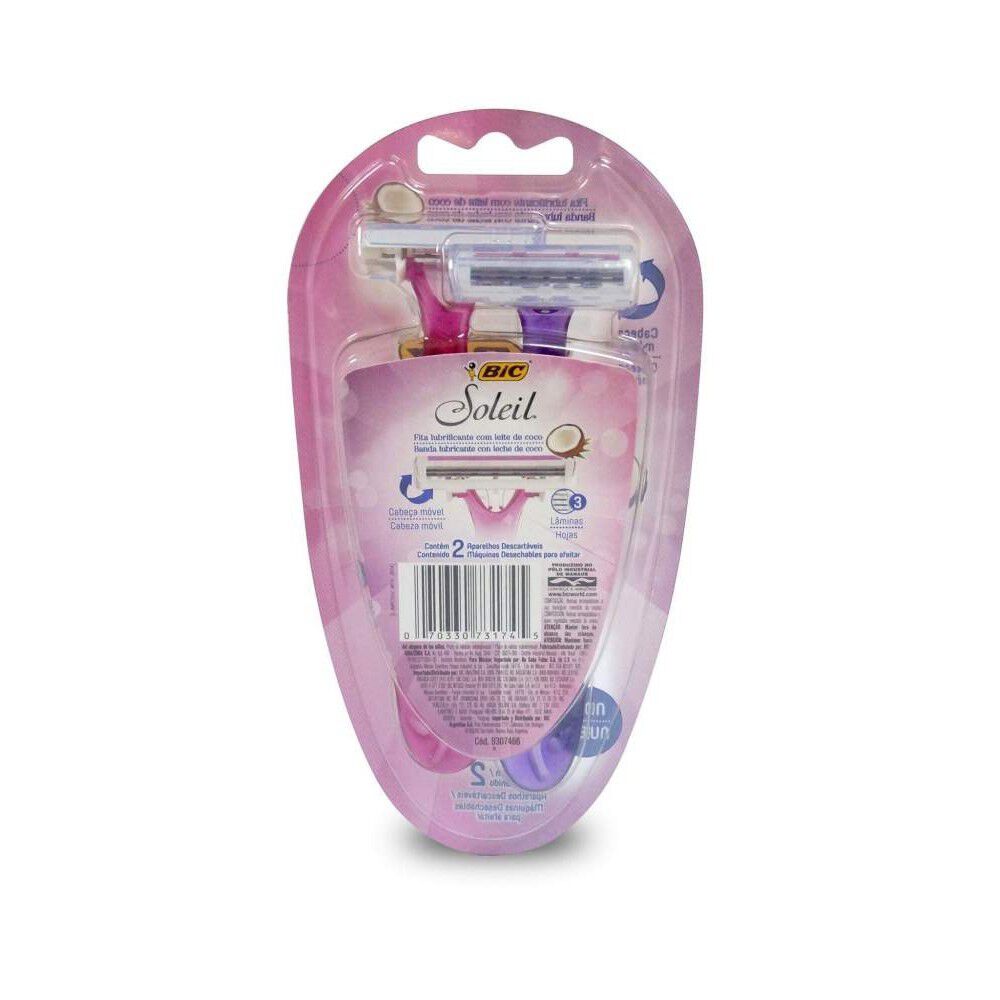 Soleil-Maquina-de-Afeitar-Desechable-Banda-Lubricante-con-Leche-de-Coco-3-Hojas-X2-imagen
