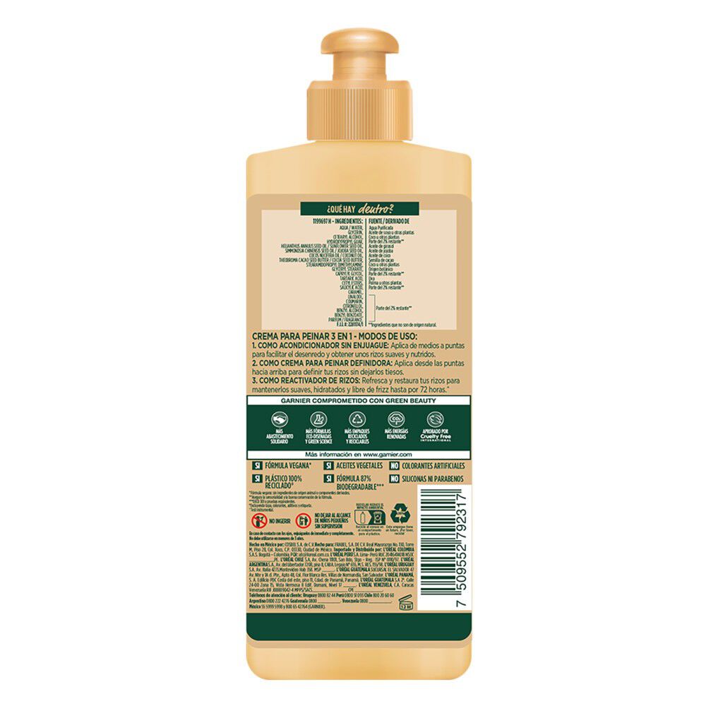 Crema-Para-Peinar-Restauración-Rizos-Fructis-Hair-Food-Cacao-300ml-imagen-3