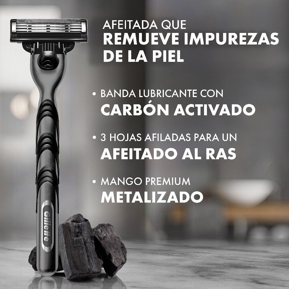 Repuesto-para-Máquina-de-Afeitar-Mach3-Carbón-4-Unidades-imagen-2
