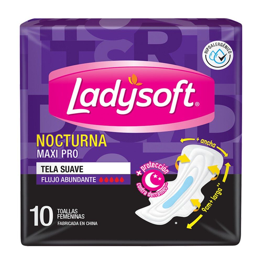 Toalla-Femenina-Normal-Nocturna-Ladysoft-Maxi-Pro-10-un-imagen-2
