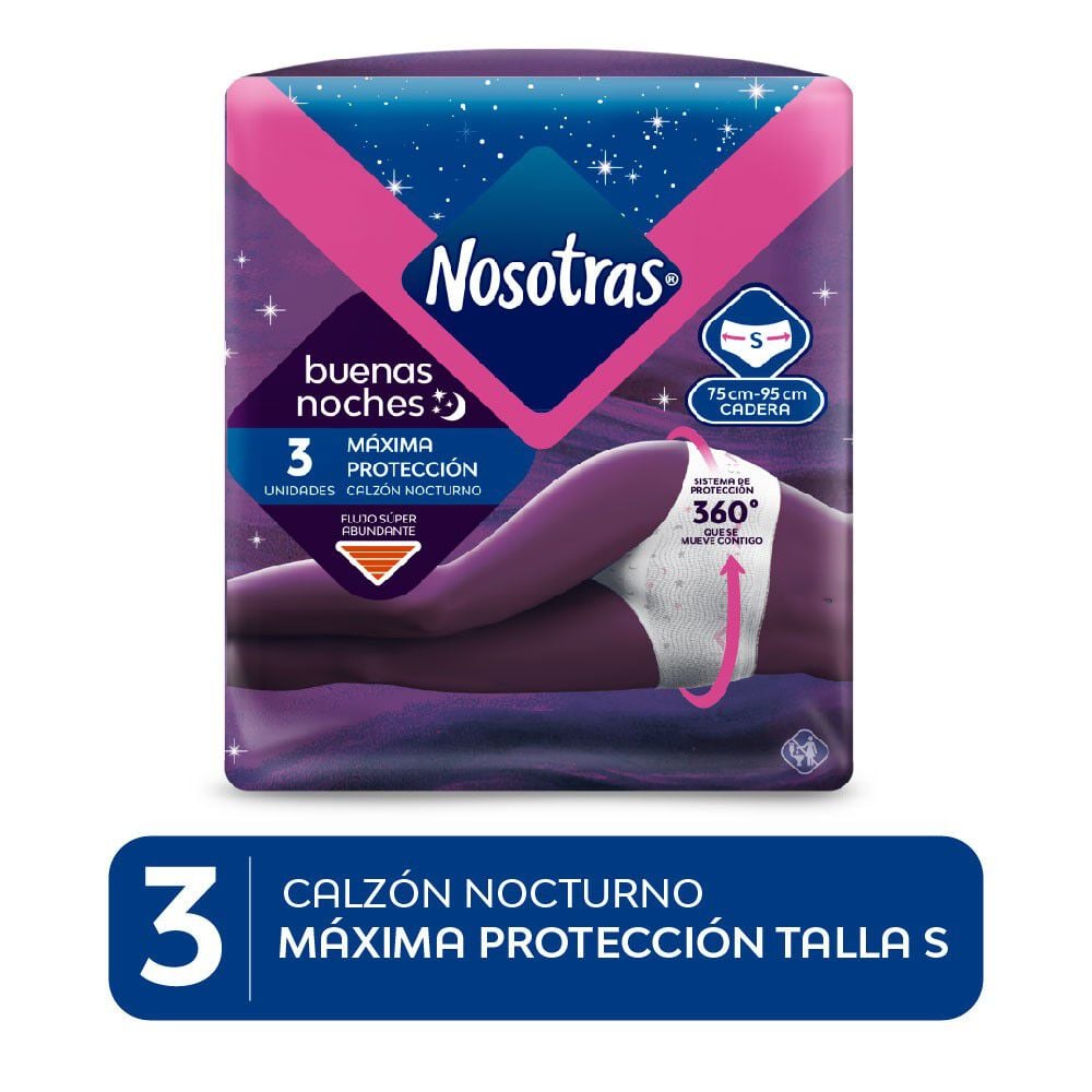 Calzón Nocturno desechable Buenas Noches Máxima Protección Talla S 3 Unidades