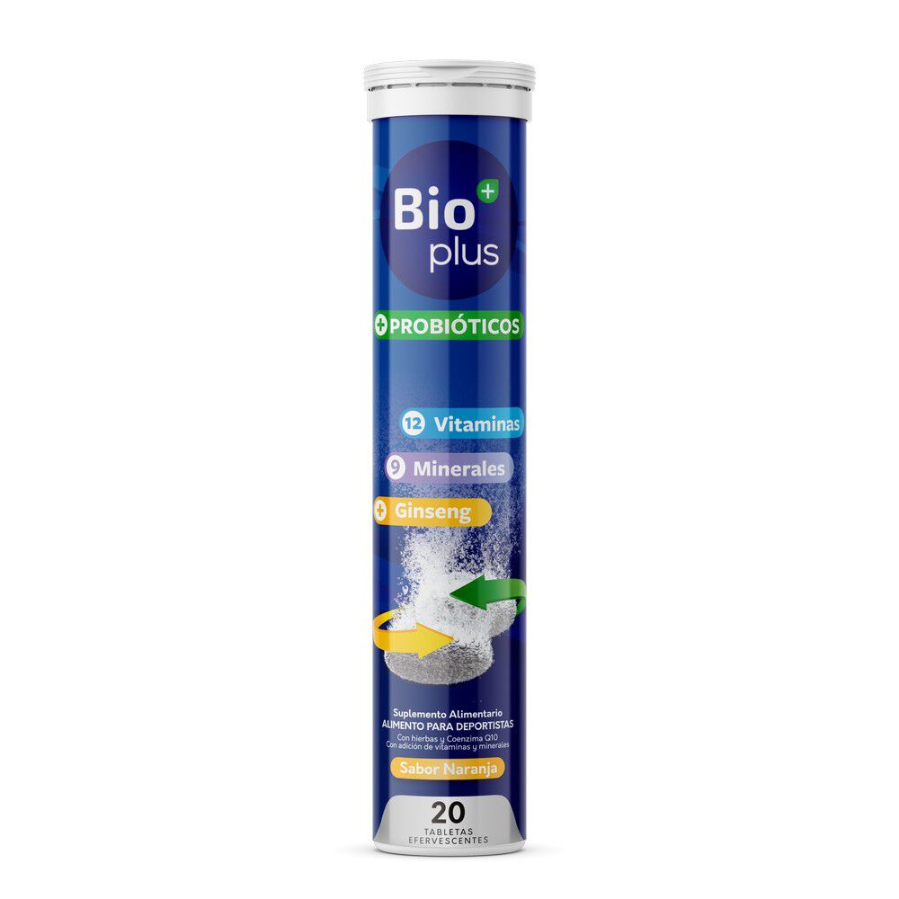 Bioplus Multivitaminas Multimineral Probioticos + Ginseng X20 Tab Sabor Naranja