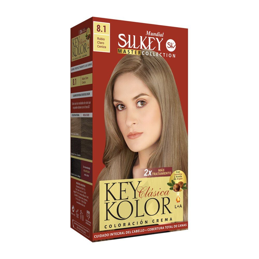 Key Kolor Kit Tintura Argan Rubio Claro Ceniza 8.1