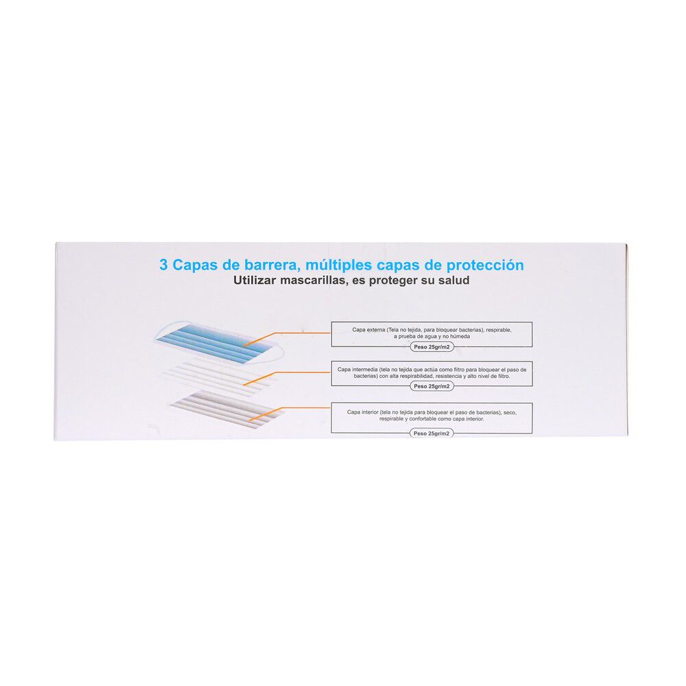 Caja-de-50-Mascarillas-de-Triple-Pliego-Desechable-imagen-2