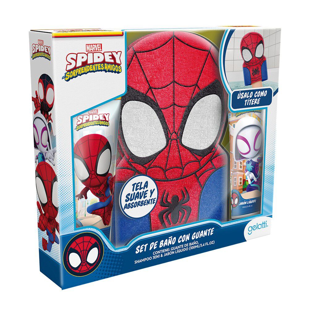 Set-de-Baño-Spiderman,-Shampoo-+-Jabon-+-Guante-de-Baño-Rojo-imagen-1