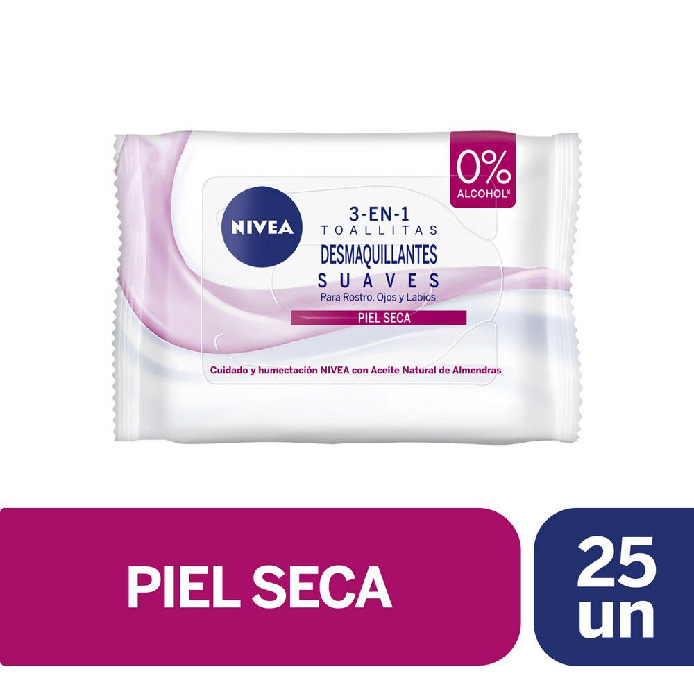 TOALLITAS DESMAQUILLANTES NIVEA PIEL SECA 25 UNIDADES