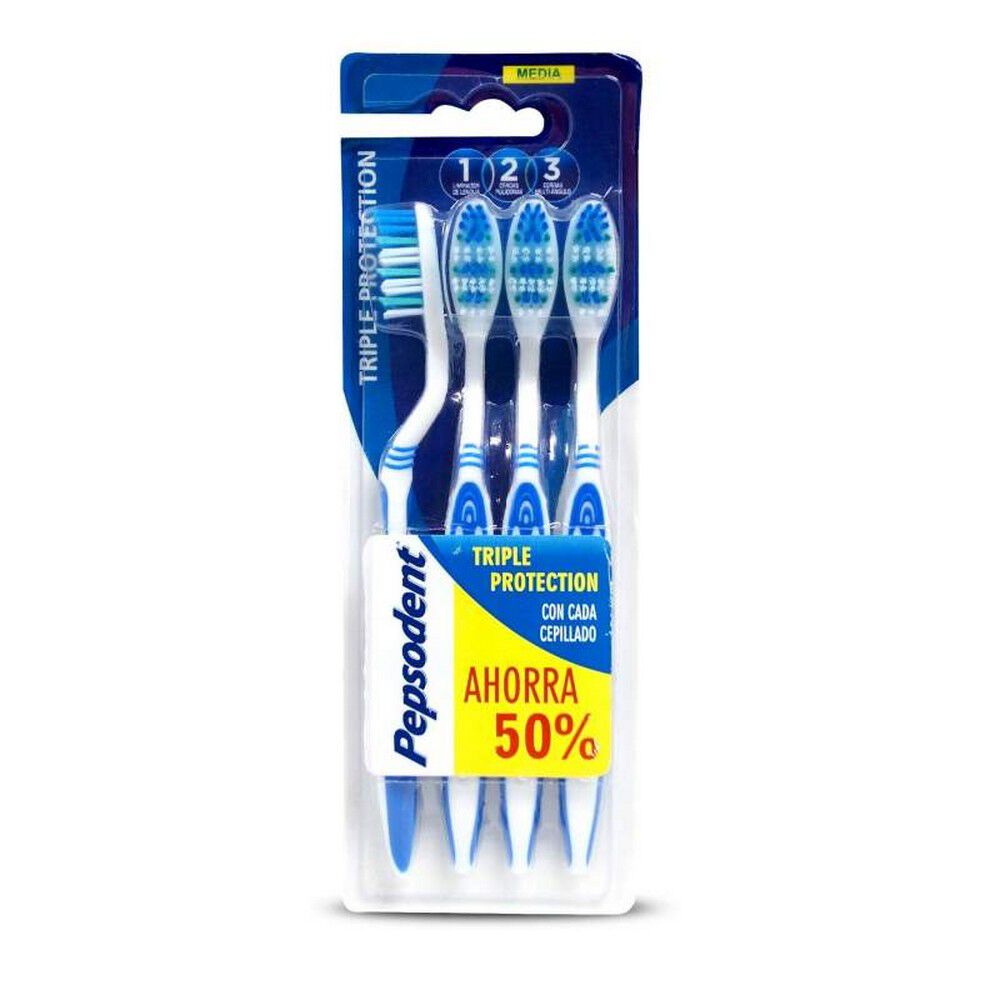 Cepillo Dental Adulto Medio Triple Protección X4