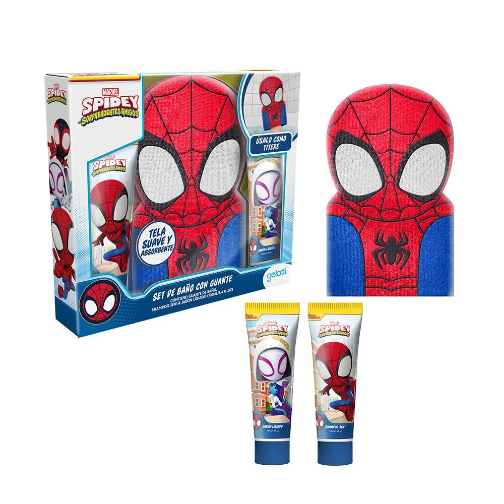 Set-de-Baño-Spiderman,-Shampoo-+-Jabon-+-Guante-de-Baño-Rojo-imagen-2