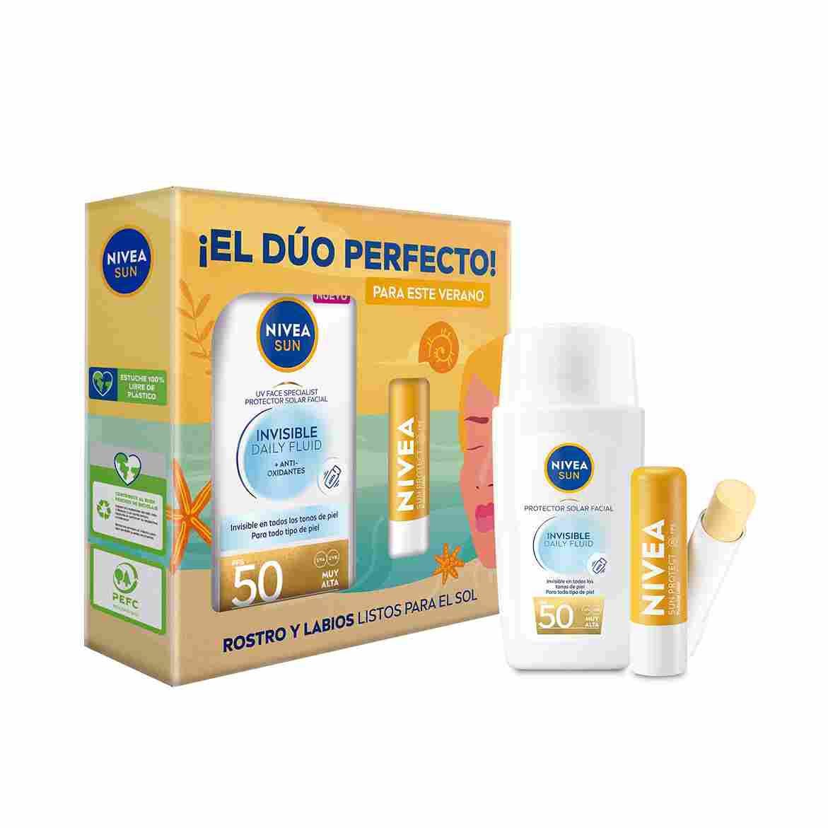 Pack Bálsamo Labial Sun Fps20 + Uv Face Invisible Daily Fluid Fps50