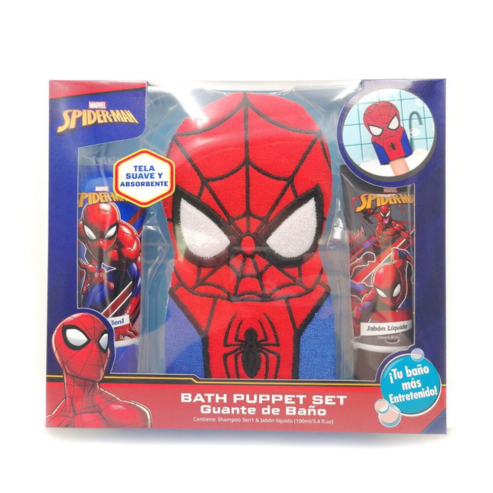 Spider-Man-Guante-Baño-+-Shampoo-3-En-1-100-mL-+-Jabón-Líquido-100-mL-imagen-1