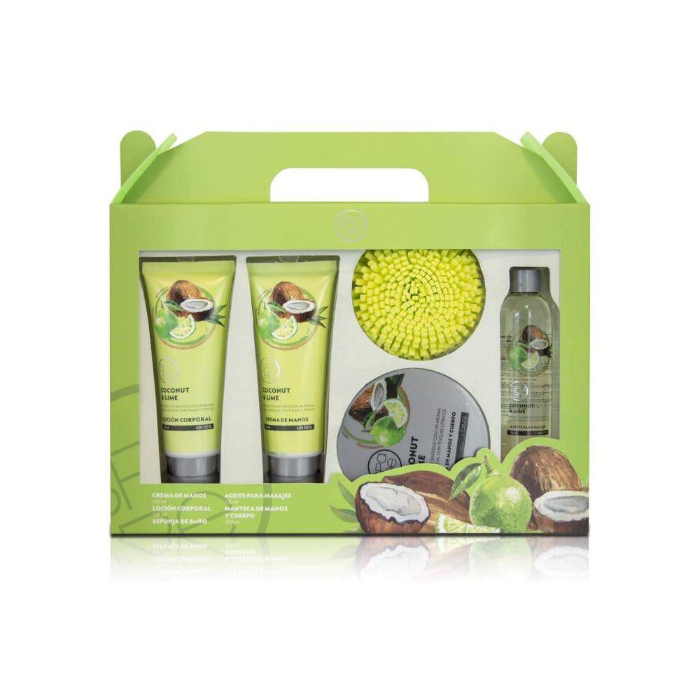Coco-Lima-Crema-de-Manos-120-mL-+-Crema-Corporal-120-mL-+-Manteca-de-Manos-200-mL-+-Aceite-Masajes-120-mL-+-Esponja-imagen