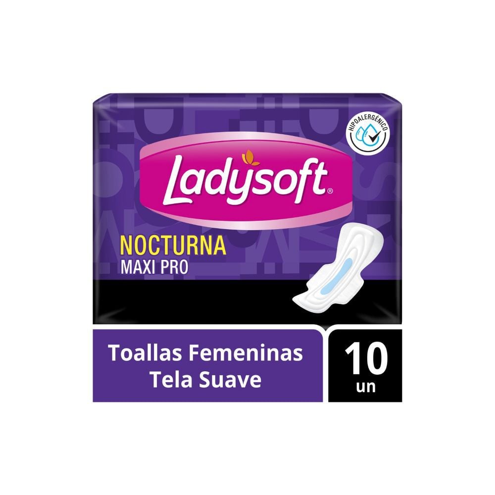 Toalla Femenina Normal Nocturna Ladysoft Maxi Pro 10 un