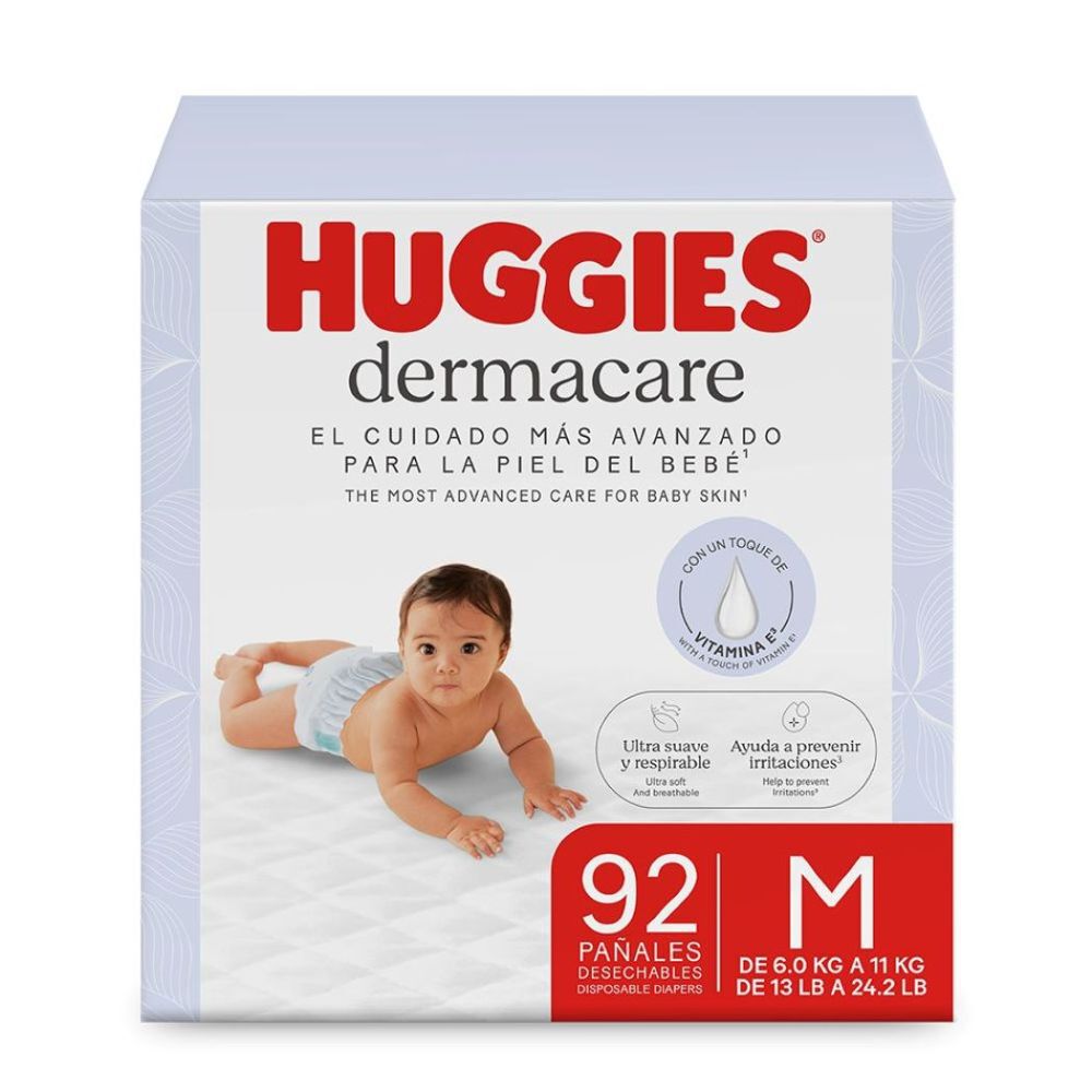 Pañales Huggies Dermacare M 92 unidades