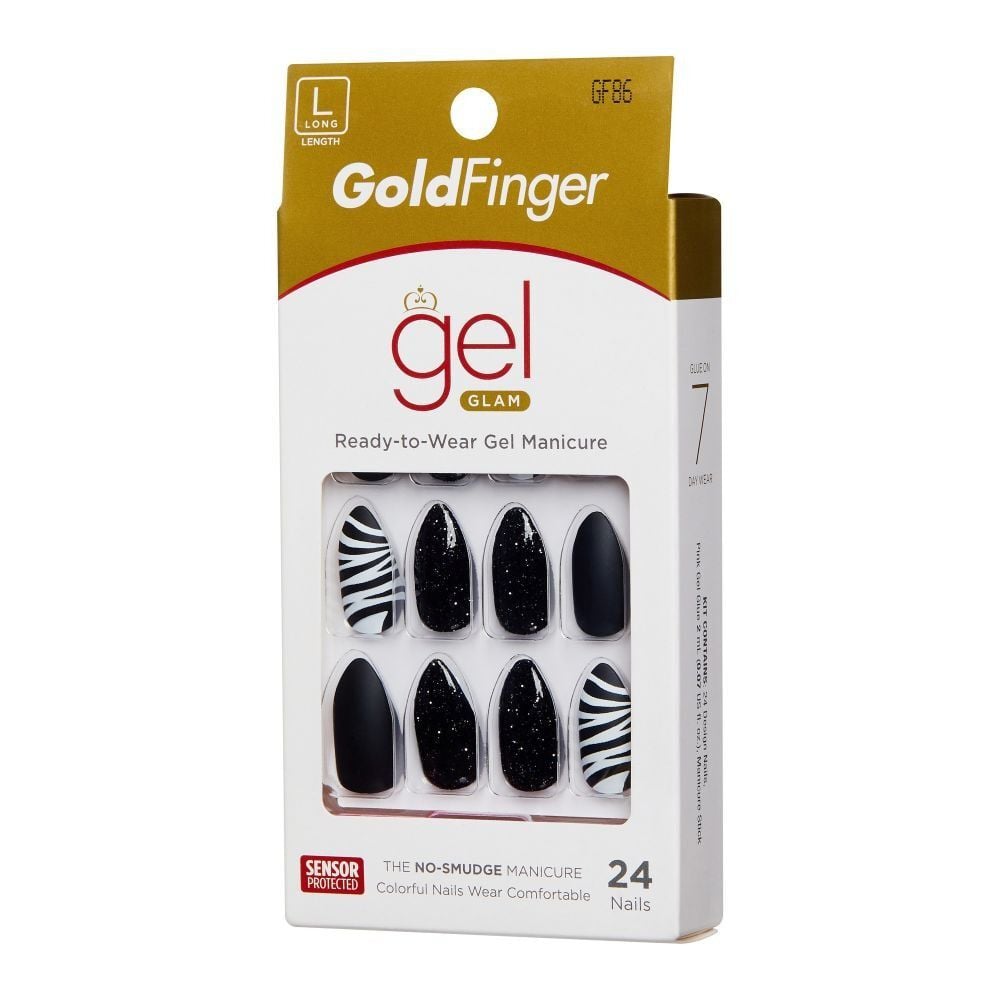 Uñas Postizas Goldfinger Gel Glam Zebra X24