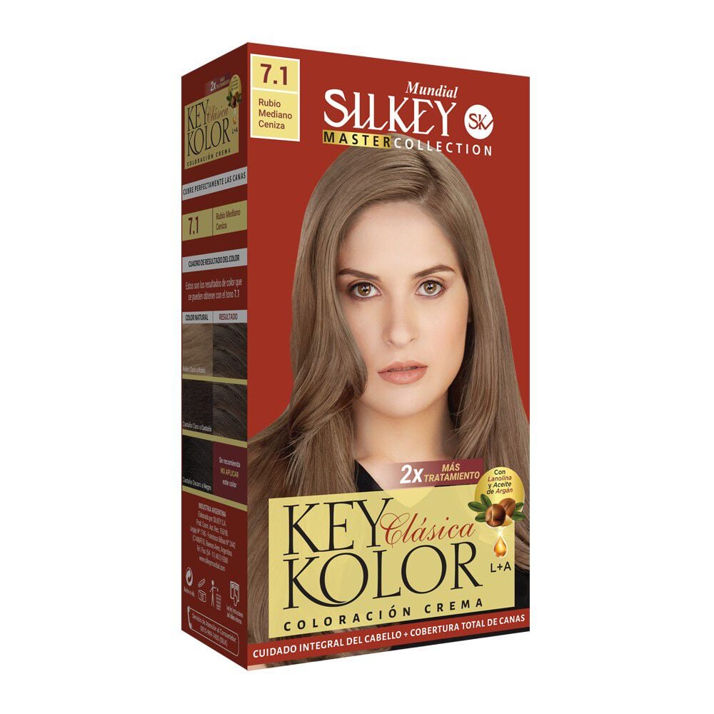 Key Kolor Kit Tintura Argan Rubio Mediano Ceniza 7.1
