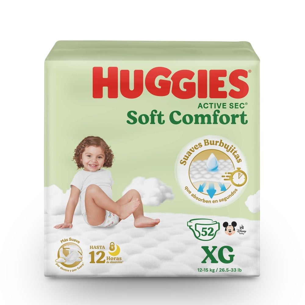 Pañales Huggies Active Sec XG 52 Un