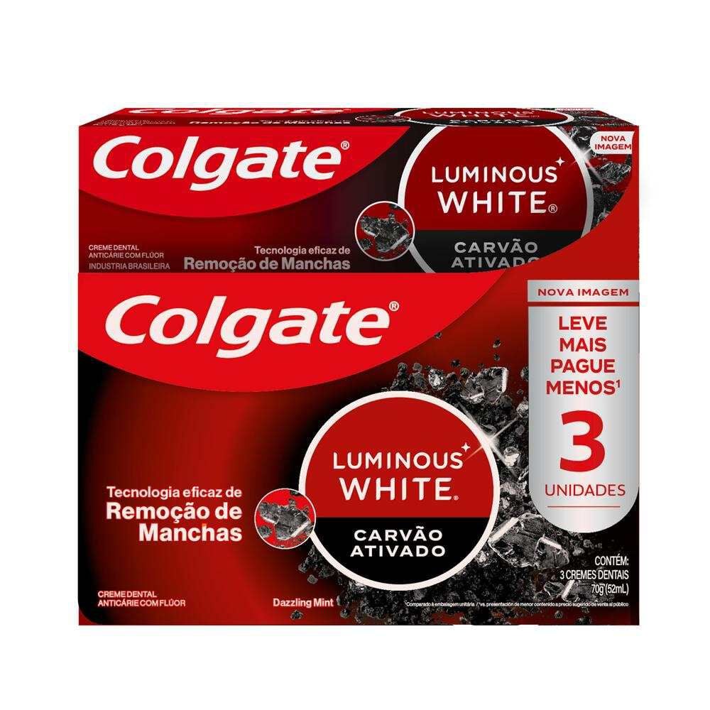 Pasta Dental Blanqueadora Luminous White Charcoal 3X90Gr