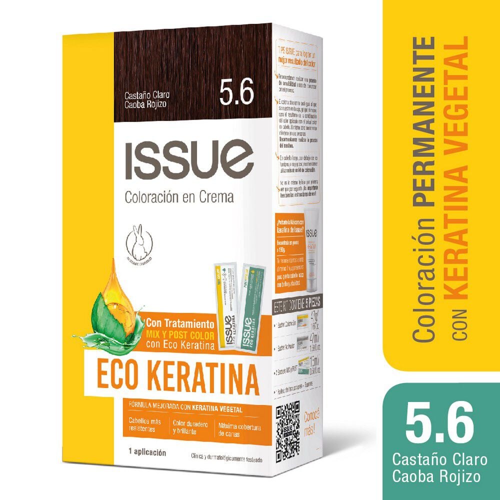 Eco Keratina Kit De Coloración En Crema Tono 5.6 Castaño Claro Caob.Rojizo