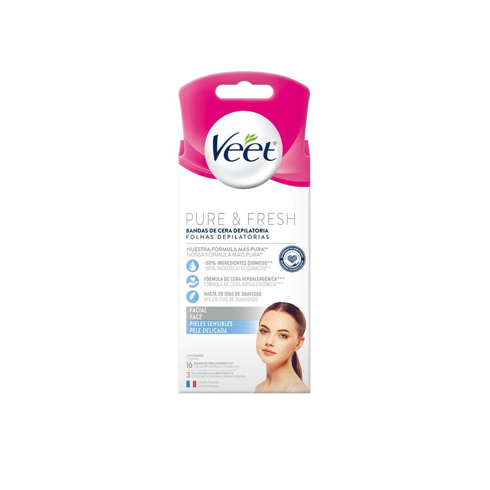 Bandas Depilatorias Faciales Piel Sensible Pure & Fresh 16un