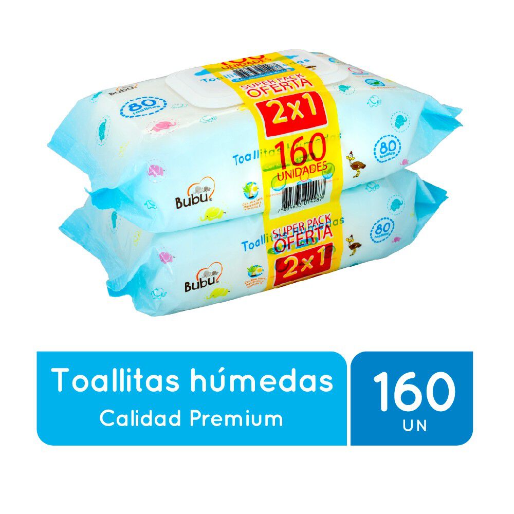 Toallitas húmedas premium con tapa 160 unidades