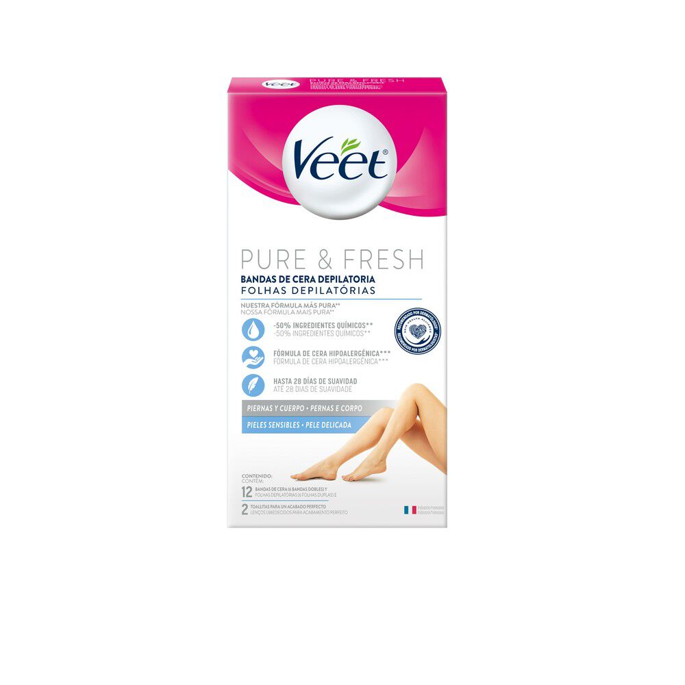 Bandas Depilatorias Corporales Piel Sensible Pure & Fresh 12un
