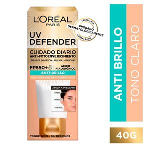Uv-Defender-Crema-Facial-Anti-Fotoenvejecimiento-Fps50-+-Ácido-Hialurónico-Anti-Brillo-con-Color-40-grs-imagen