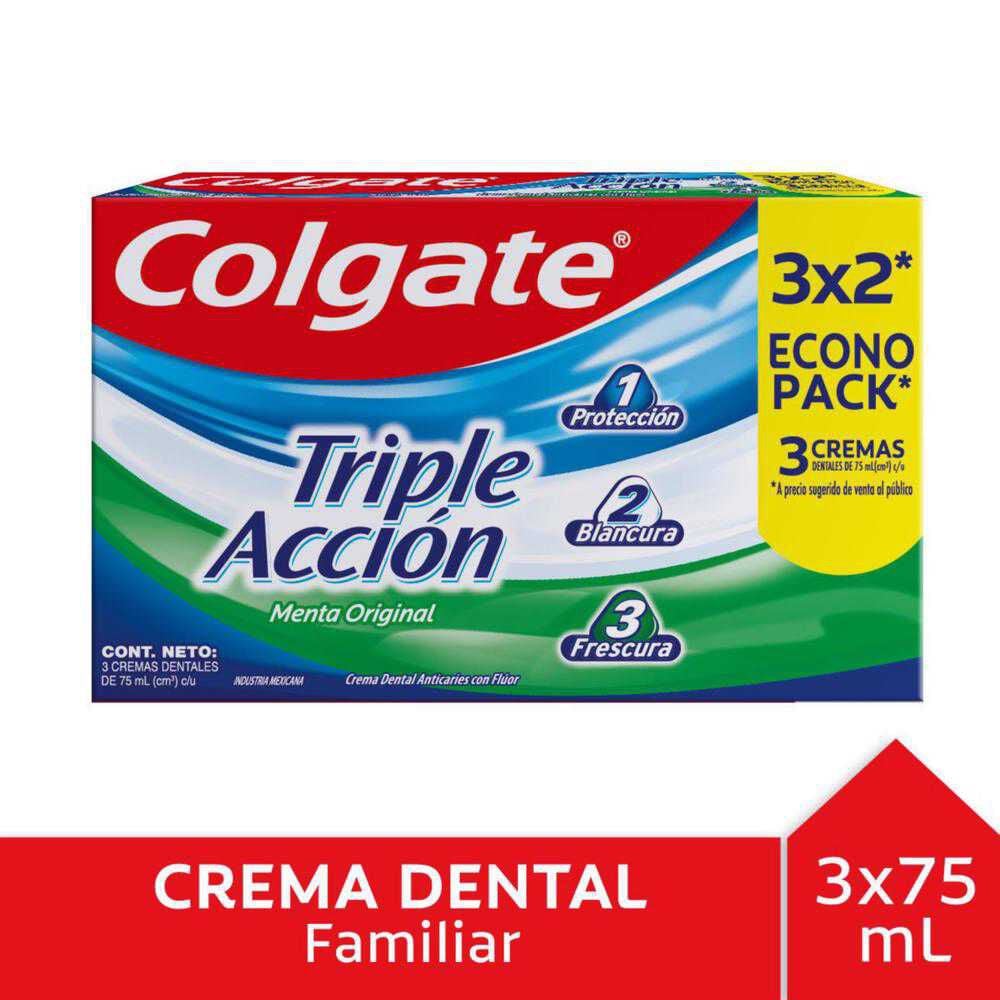 Pasta Dental Triple Acción 75 mL Pack 3 Unidades