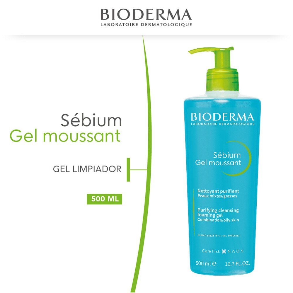 Sebium Gel Moussant Gel Limpiador Suave Para Pieles Grasas Mixtas O con Tendencia Acnéica 500 mL