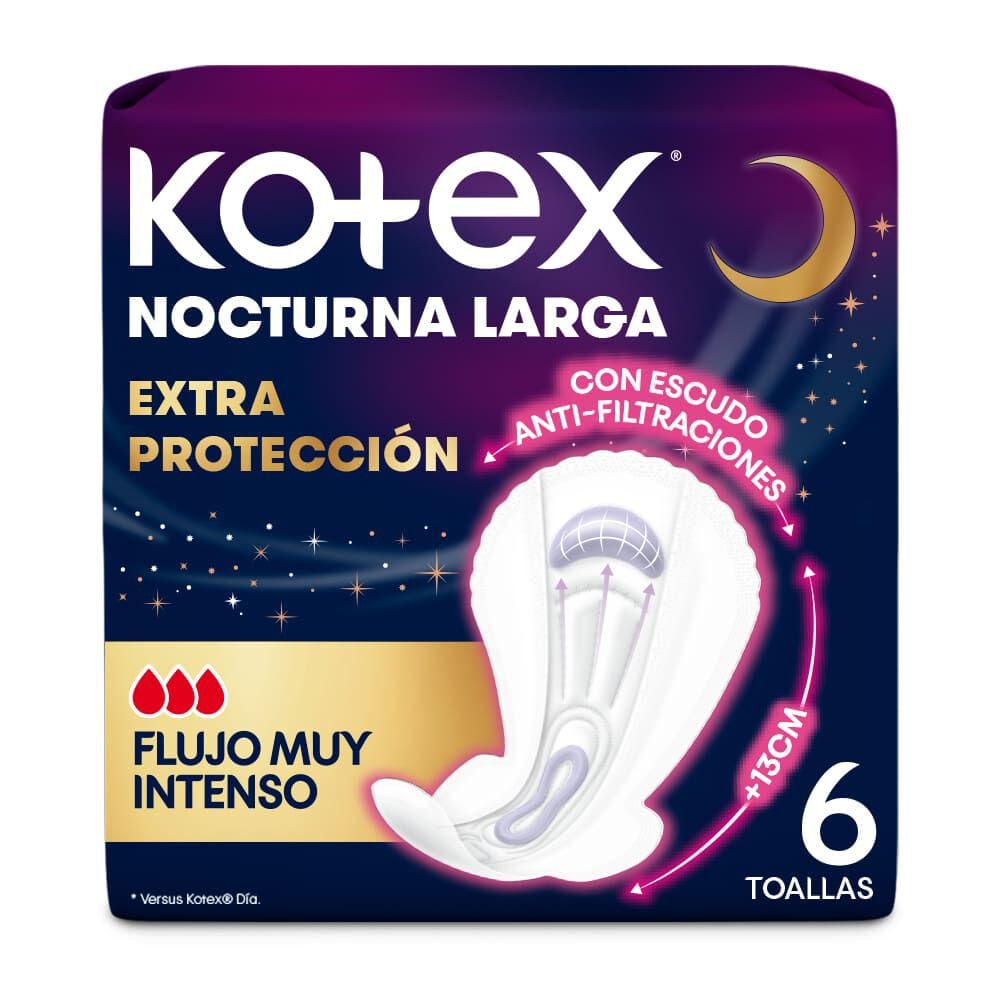 Toallas Nocturnas Kotex Extra Protección 6 Un